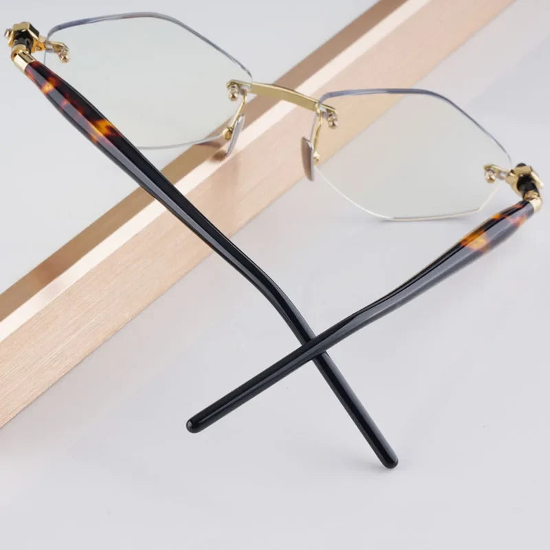 P60 Polygon Luxury Rimless Sunglasses for Men Women Acetate High Quality Germany Brand Fashion Design Gift UV400 Outdoor Eyeware