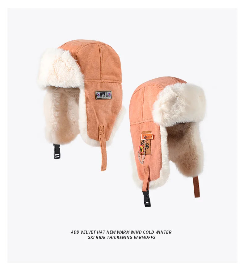 Bomber Hat Men Women Thick Warm Russian Ushanka Fur Hat Fashion Male Female Winter Hat Black Grey Earflap Ski Russian Cap