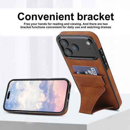 Foldable Kickstand Leather Phone Case For iPhone 17 Pro Max 16 Plus 15 14 13 12 Protective Credit Card Slots Kickstand Cover