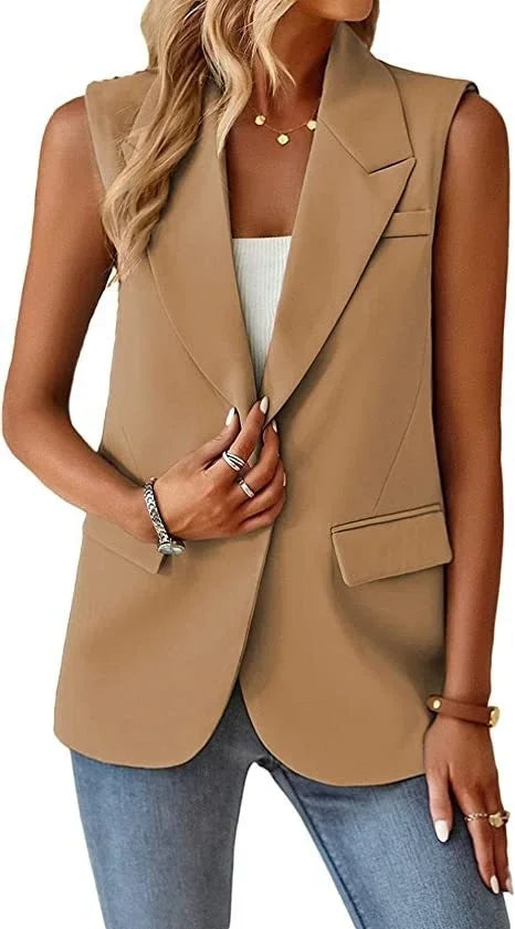 Blazer Women Clothing Coat Vest Solid Single-breasted Casual Elegant Fashion Sleeveless Solid Street Jacket Clothing New