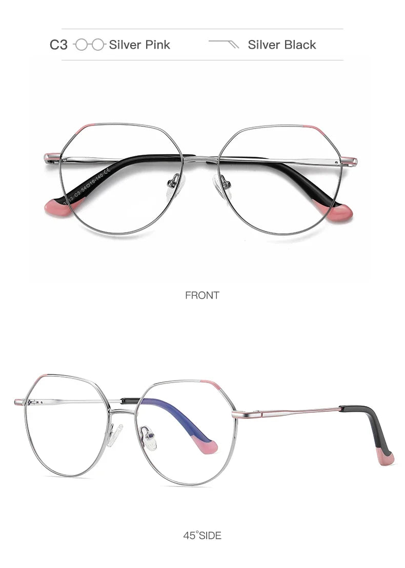 Metal Myopia Prescription Glasses Hyperopia Reading Glasses Women Anti Blue Light Computer  Glasses Optical Glasses Frame
