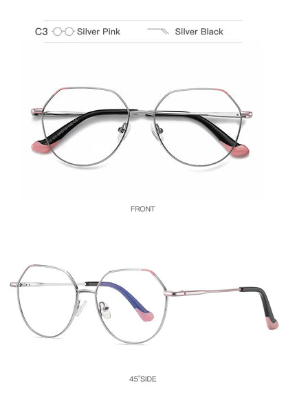 Metal Myopia Prescription Glasses Hyperopia Reading Glasses Women Anti Blue Light Computer  Glasses Optical Glasses Frame