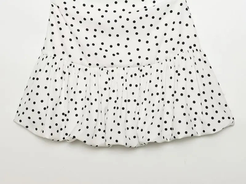 Women One Shoulder Sleeveless Polka Dot Mini Dress Ruched Waist Ruffle Hem Elegant Casual Party Short Dress Spring Summer