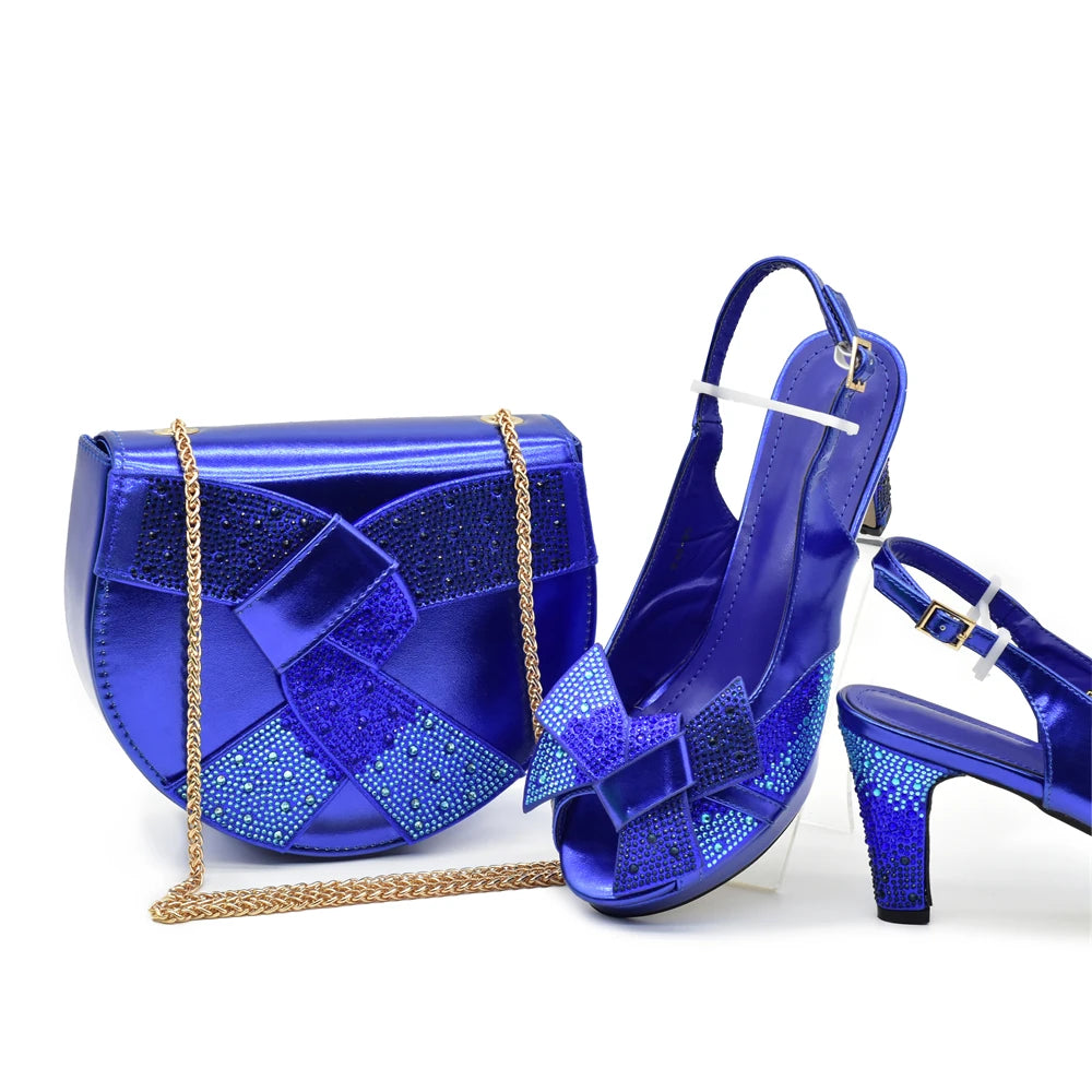 New Arrival Shoes and Bags Set for Women 2026 Italian Wedding Shoe for Women Bride Ladies High Heel Shoes with Rhinestone