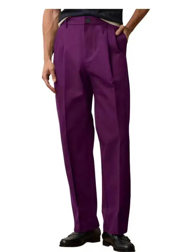 Men's Wide Leg Pants  Loose Fit Straight Leg Suit Trousers High Waist Pleated Business Office Formal Casual Men's Dress Pants