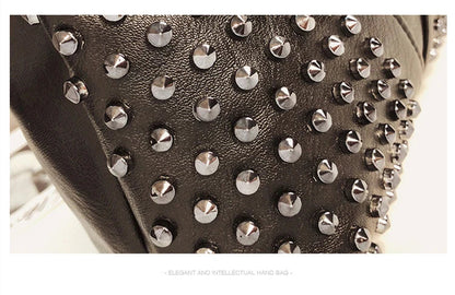 Studded Shoulder Bag for Women Leather Punk Style Rock Rivet Crossbody Bag Handbag with Chain Wallet Purse for Girls
