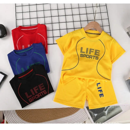 Boys Breathable Sportswear Set Summer 1-8Y Children 2pcs Clothes Printed T-shirt and Shorts for Running Kids Sports suit