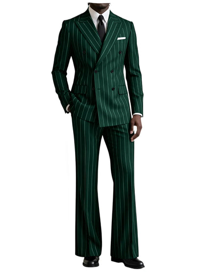 Men's Striped 2 Piece Suit Notched Lapel Straight Stripe Coat + Flare Pants Formal Business Wedding Party Prom Tuxedo for Men