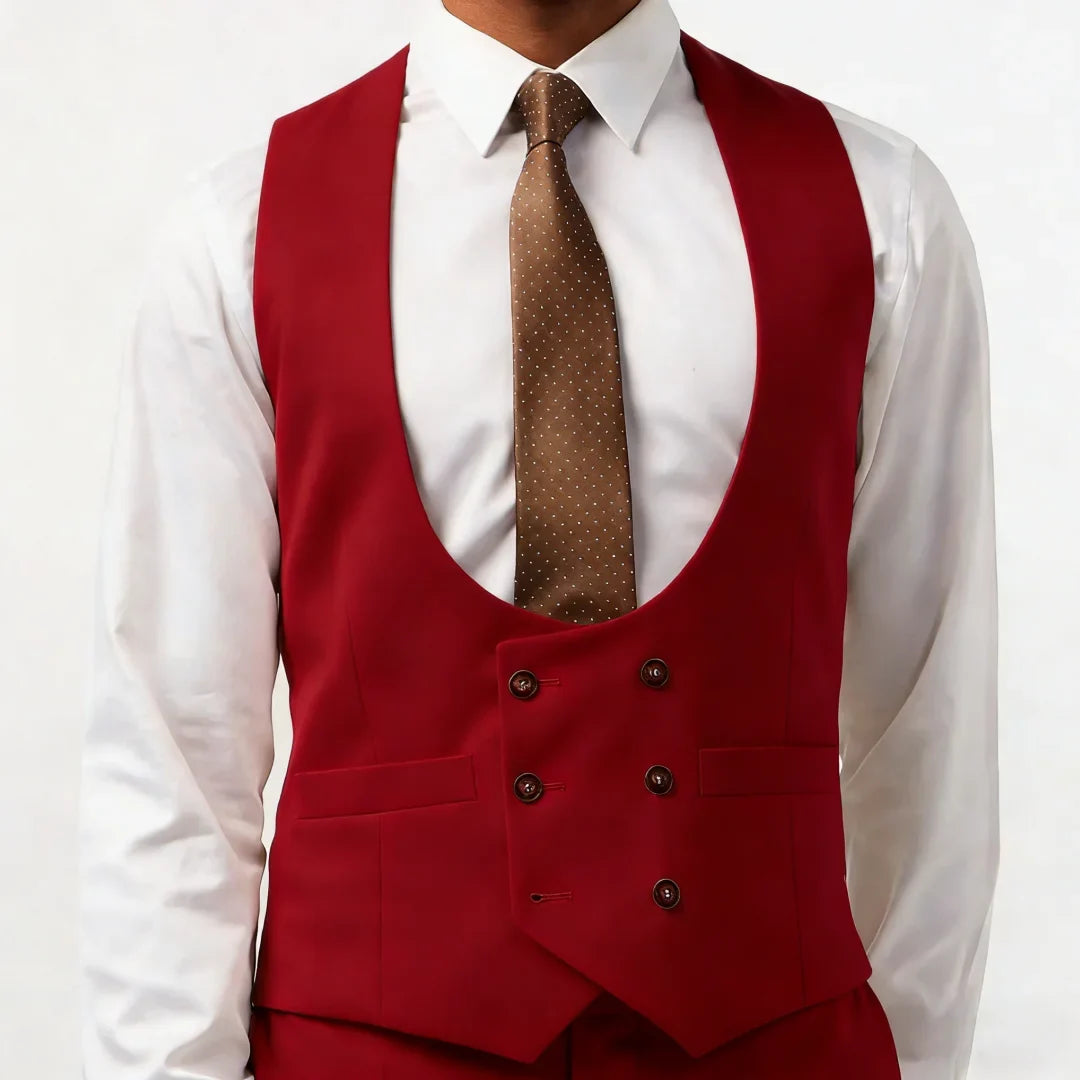Men Vest White Double Button With Pocket Solid Waistcoat For Wedding Banquet Business Work Office Casual Daily Men Suit Vest