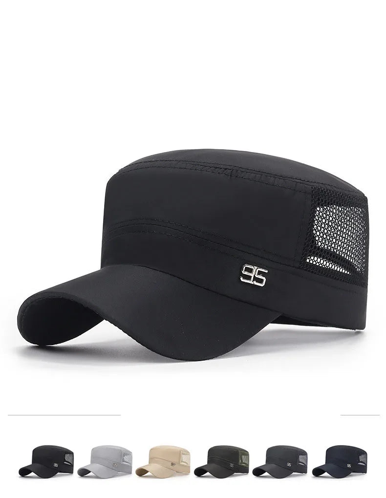 military cap flat top hat men's baseball hat spring summer men's outdoor sunshade mesh hat