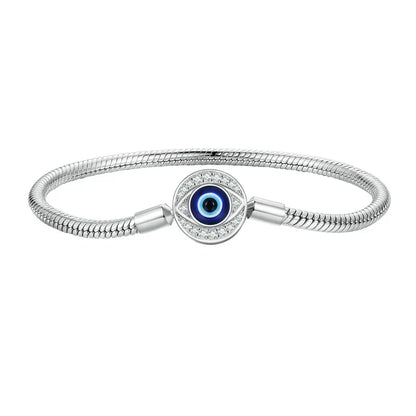 925 Sterling Silver Zircon Rose Buckle Bracelet Snake Chain for Women Bead Charm DIY Chic Jewelry Gift BSB096
