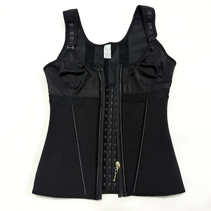 Shapewear Women Fajas Waist Trainer Tummy Control Vest Body Shaper 17 Steel Bones 3-Row Hooks Zipper Adjustable Strap