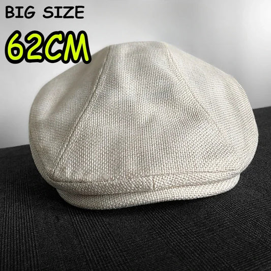 Big Size Summer Linen Solid Newsboy Caps Men and Women Painter Beret Hats  Adult Casual Ventilate Sunprotection Advancing Hat