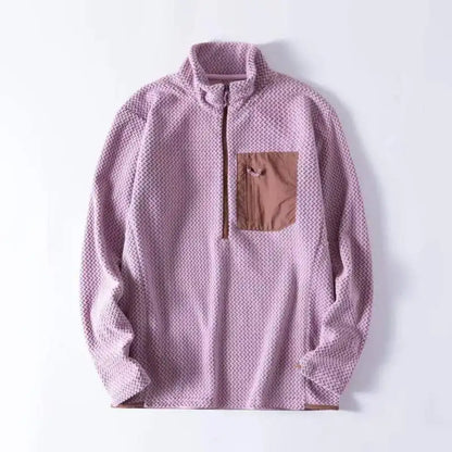 New Comfortable and Thick Men's and Women's Sports Semi-zipper Fleece Sweatshirt with Wavy Fleece and Long-sleeved Sweatshirt