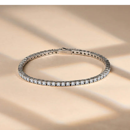 D Color Round Cut 5.0 4.0mm Moissanite Tennis Bracelet for Women Man Real 925 Sterling Silver Pass Diamond Tester Gift