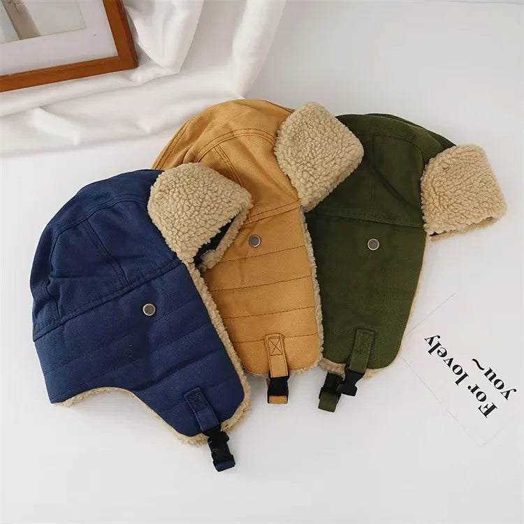 2025New Unisex Winter Hats with Ear Flaps Cotton Trapper Hat Aviator Windproof Ski Cap Buckle Closure Ushanka Outdoor