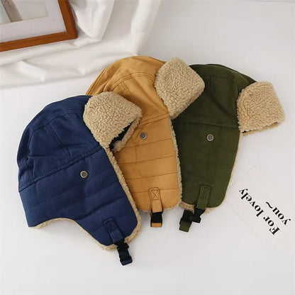 2025New Unisex Winter Hats with Ear Flaps Cotton Trapper Hat Aviator Windproof Ski Cap Buckle Closure Ushanka Outdoor