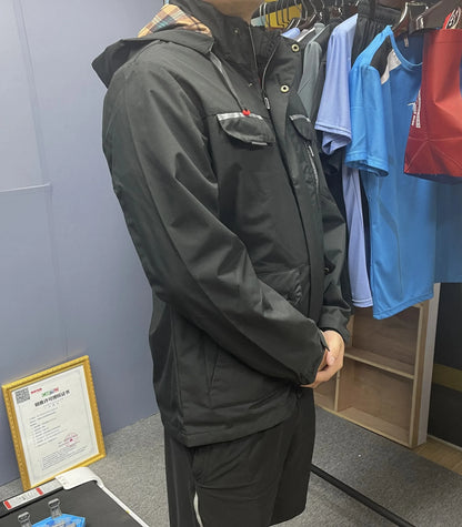 Spring And Autumn New Men's Windbreaker Outdoor Soft Shell Windproof Waterproof Jacket Long-Sleeved Hooded Solid Color Jacket