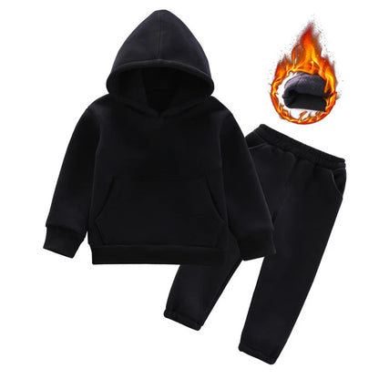 New Autumn Winter Fashion Baby Girls Clothes Children Boys Thicken Hoodies Pants 2Pcs/Set Toddler Sports Costume Kids Tracksuits