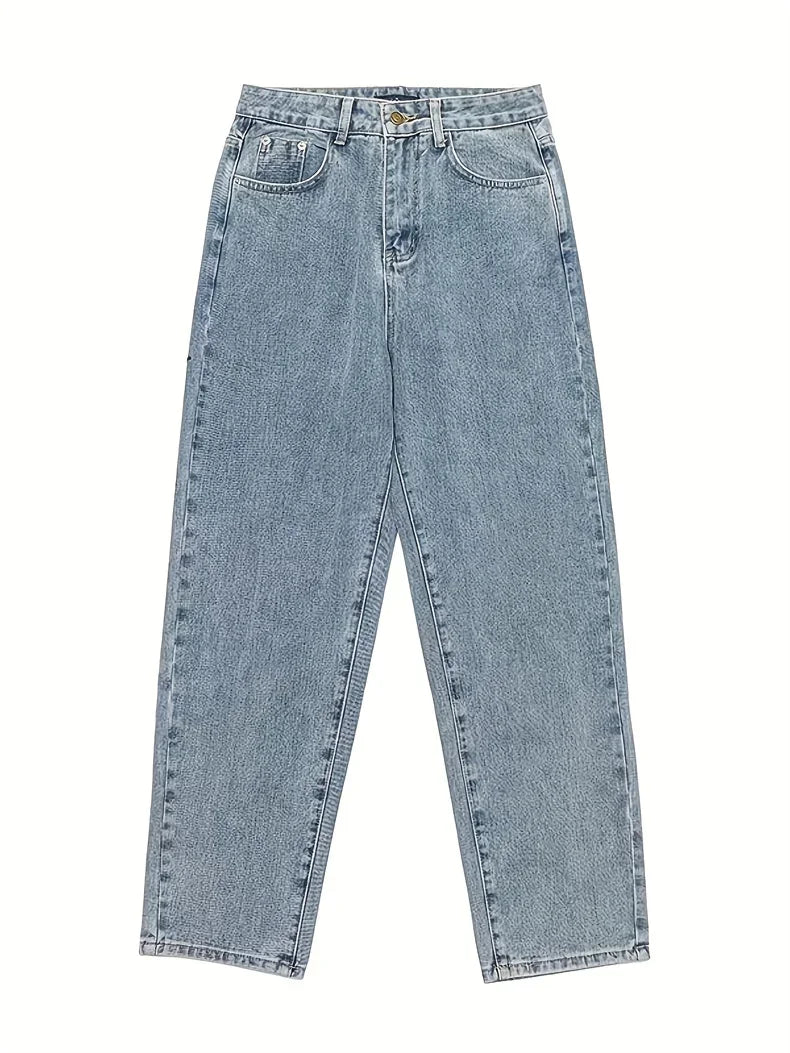 Casual Oversize Baggy Jeans Mens Spring Autumn Straight Loose Light Blue Denim Trousers Streetwear Fashion Wide Leg Pants Y2k