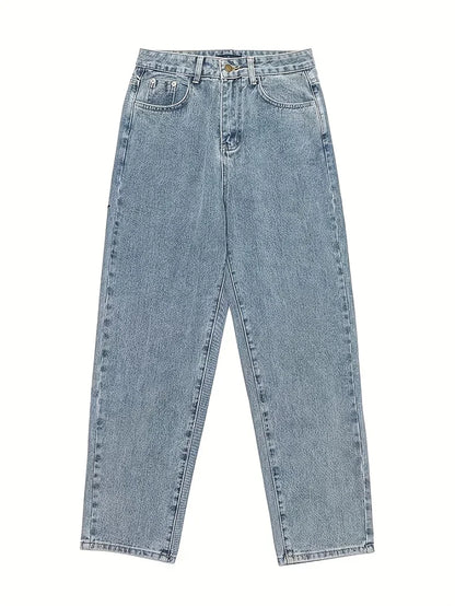 Casual Oversize Baggy Jeans Mens Spring Autumn Straight Loose Light Blue Denim Trousers Streetwear Fashion Wide Leg Pants Y2k