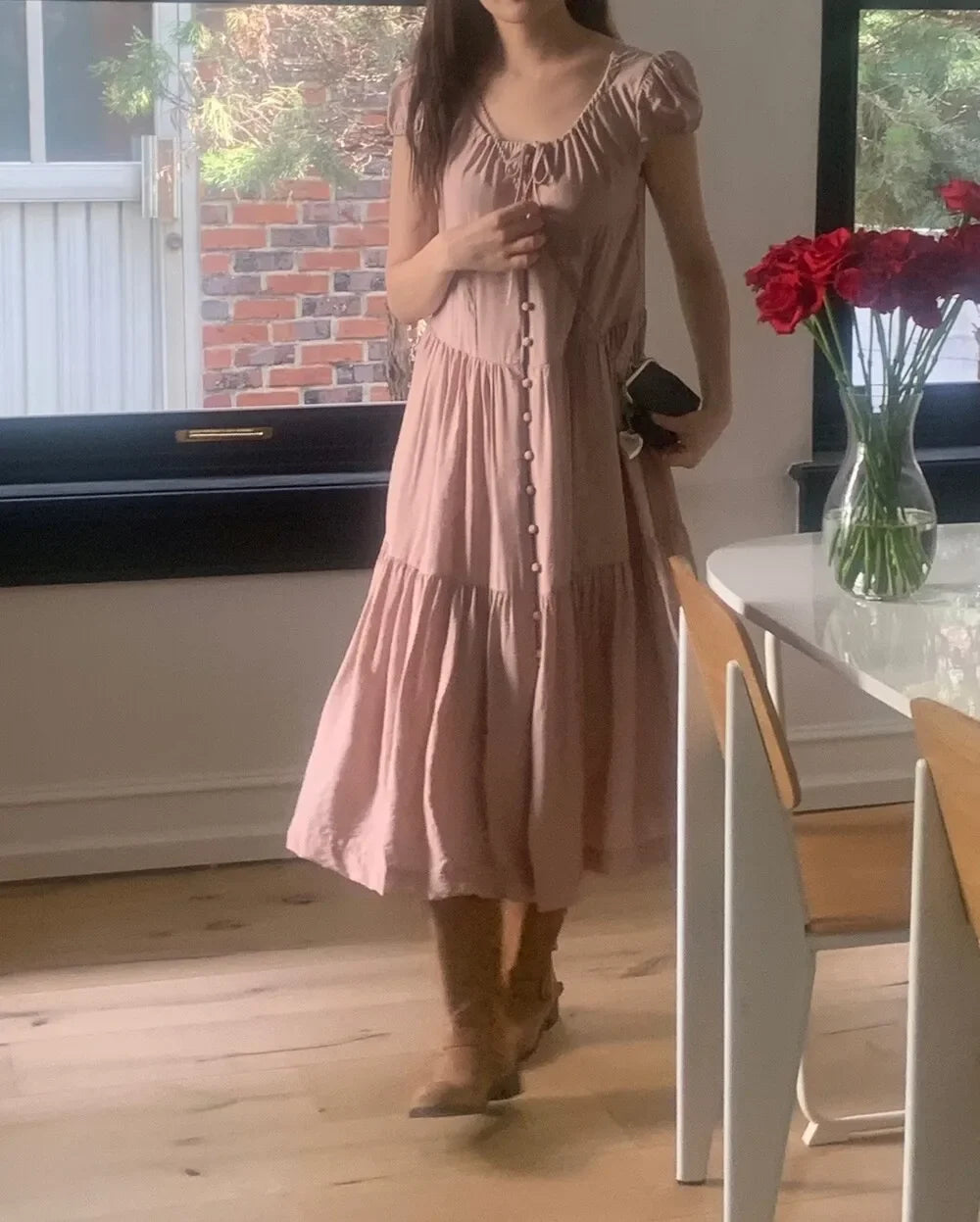 Spring 2025 Chic A-Line Dr Korean Sle Long Svel Women's Faionable Gown Ele Personali Commute Suitable Dr