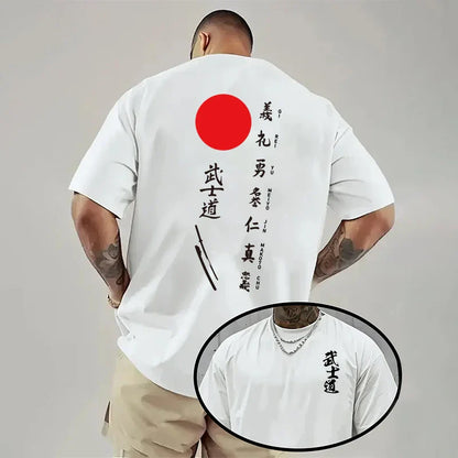 Japan Bushido Print T-shirt for Man 2026 Spring Summer Daily Casual Fashion Short Sleeve Top Male Home Outdoor Comfort Cool Tees