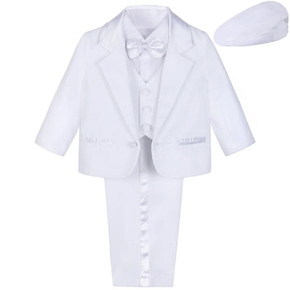 Baby Boy Baptism Outfit Infant Tuxedo Christening Wedding Birthday Celebration Formal Gentleman Suit White 6 Months to 3 Years
