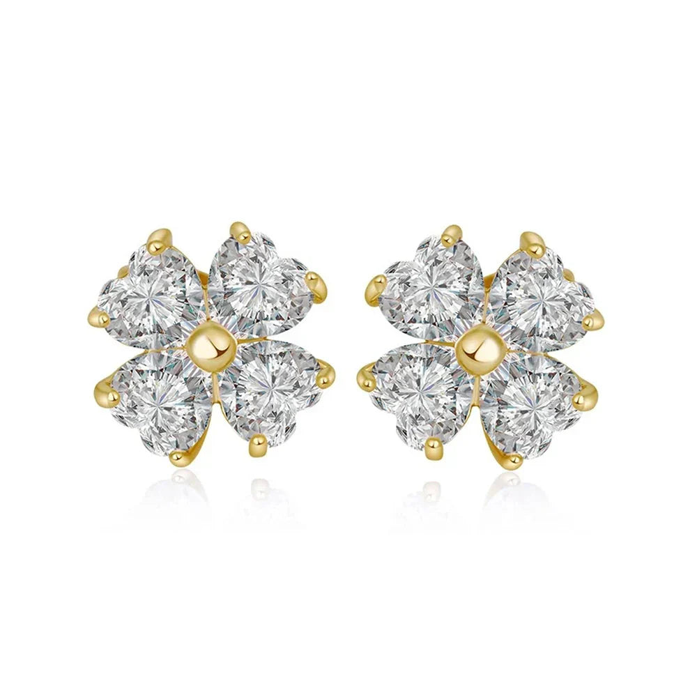 4-Stone Heart Cut Moissanite Stud Earrings for Women 2.4CT Full Lab Diamond Ear Studs with Certificates S925 Silver Fine Jewelry