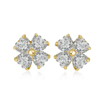 4-Stone Heart Cut Moissanite Stud Earrings for Women 2.4CT Full Lab Diamond Ear Studs with Certificates S925 Silver Fine Jewelry