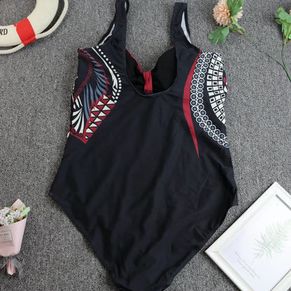 2024 Vintage One Piece Swimsuit Women Swimwear Tummy Control Monokini Sexy Bodysuit Print BathingSuit Female Beachwear Plus Size
