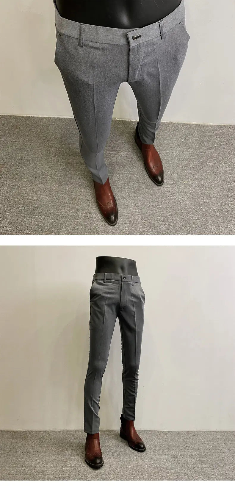 2024 Summer New Men's Casual Stretch Suit Pants Men Fashion Slim Fit Solid Color Formal Business Social Office Trouser 36-28