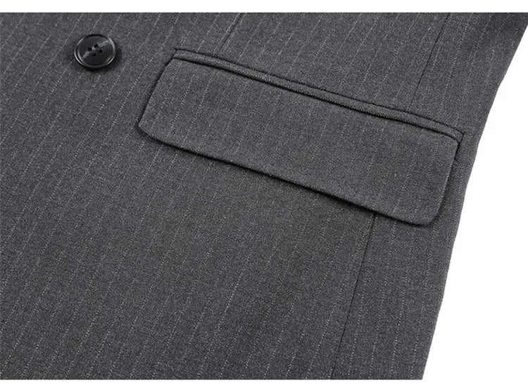 Classic Luxury Striped Men Suit Jacket Fashion Double Breasted Business Office Wedding Tuxedos Male High Quality Slim Fit Blazer