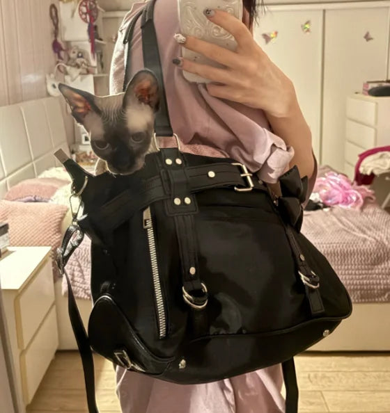 Korean Cute Harajuku Style Y2k Large Capacity Handbag Shoulder Bags Nylon Waterproof Cloth Commuter Storage Bags Women's Bag