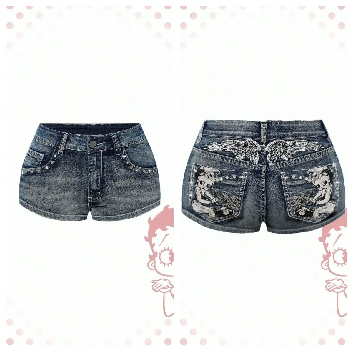 Women's Blue Denim Shorts Y2k Jeans Harajuku American Vintage High Waist Jorts Casual Jeans 2000s Embroidery Sexy Clothes Summer