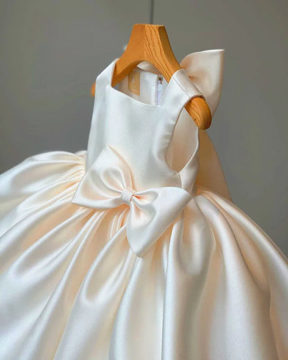 Big Bow Baby Girls Party Dress Toddler 1st Birthday Baptism Princess Kids Dresses for Girl White Wedding Prom Christmas Costumes