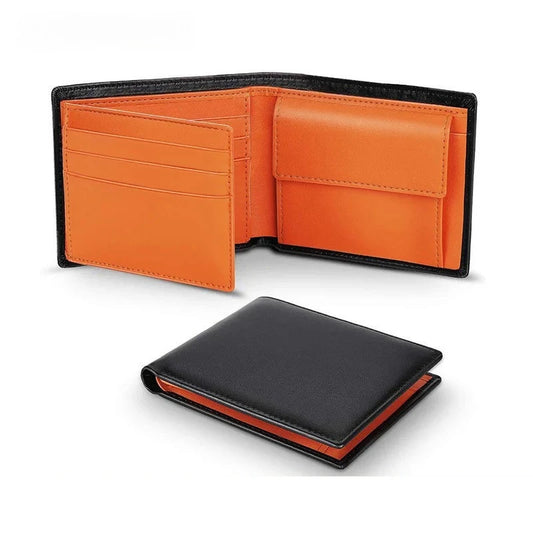 Portefeuille Homme Minimaliste avec Poche à Monnaie Zippée Porte-Cartes de Crédit RFID Triple Volet Multi-cartes Porte-Documents Housse de Protection