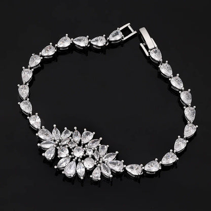 Luxury 4pcs Bridal Wedding Jewelry Set Cubic Zirconia Dubai Tassels Necklace Earrings Sets for Women Party Dress