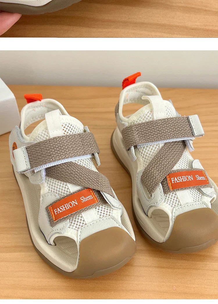 2026 Summer Kids Sandals for Boys Anti-slippery Sole Toddler Beach Shoes Hook&loop Baby Boys First Walkers Barefoot Casual Wear