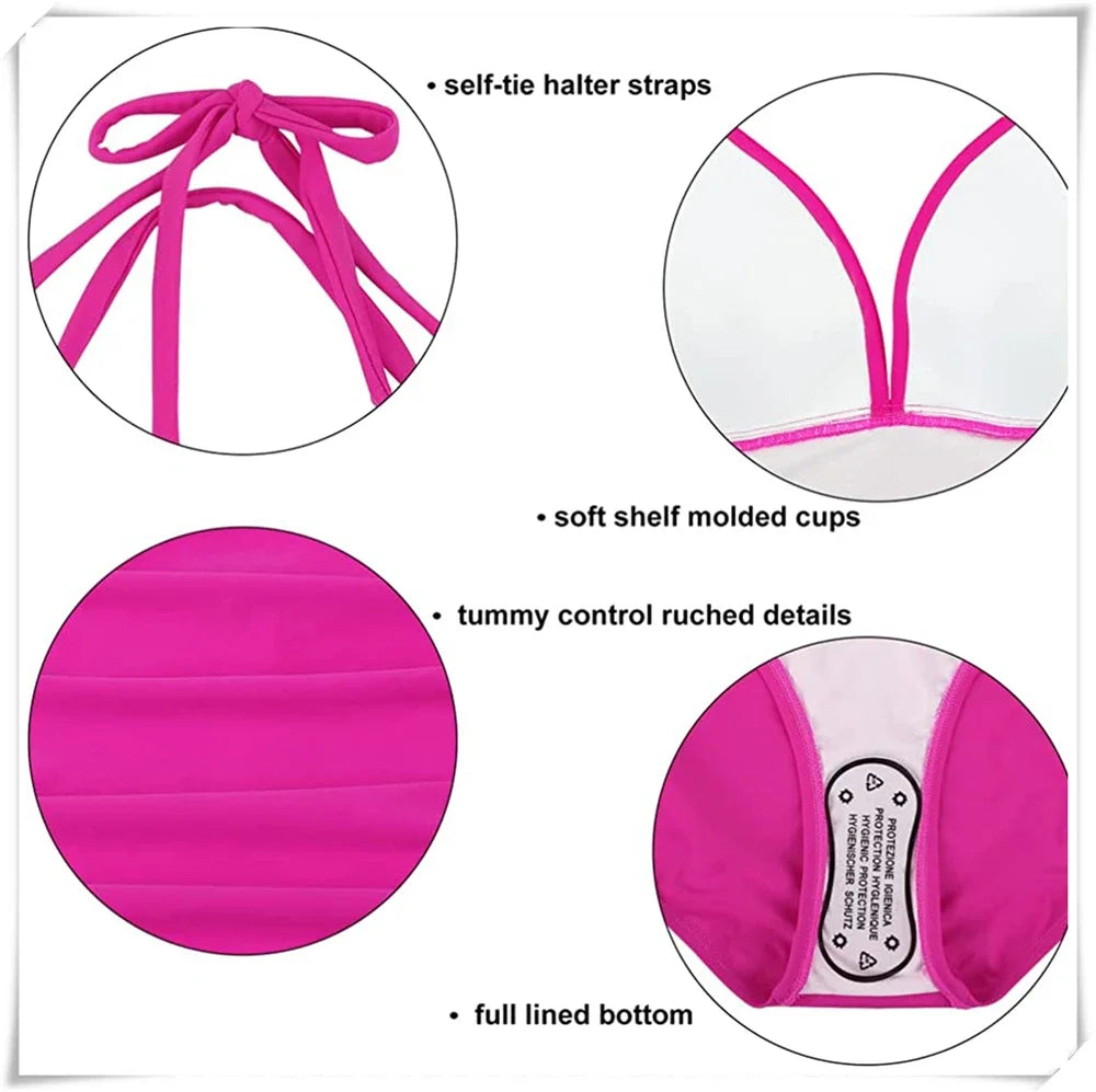 Ruched Wrinkled One Piece Swimsuit Women Swimwear Female Monokini Backless Swimsuits 2025 Bathing Suit Swim Beach Wear Bodysuit