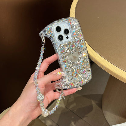 Luxury Bling Rhinestone Hand Bag with Mirror For iphone 17 pro max case 11 12 13 14 15 16 Pro Max Plus Phone Cases For 16 Pro