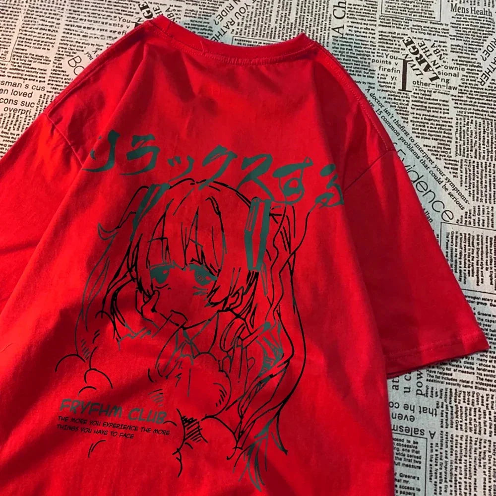 Fashion Cartoon Woman T-Shirts Cute Girl Figure Printed Streetwear Soft Breathable Summer Street Female Casual Clothing