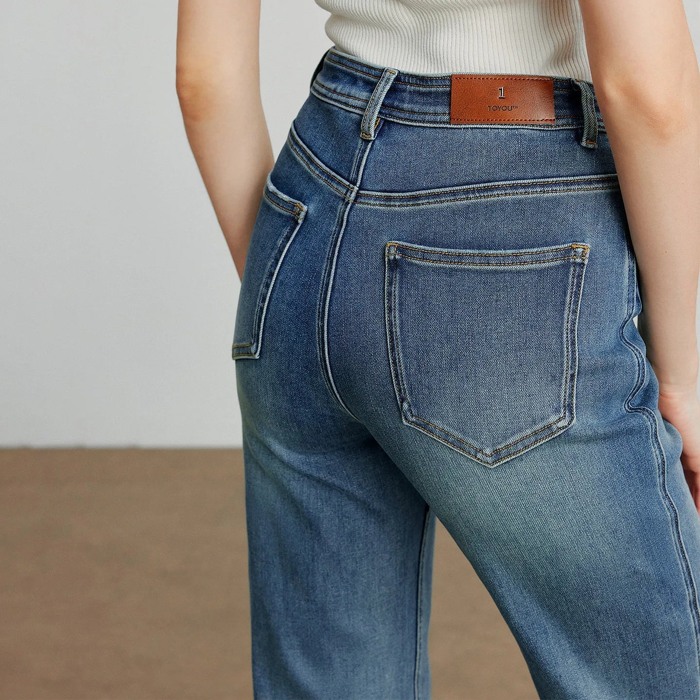 Women Denim jeans 2025 Autumn New Lycra Stretch Mid Waist Cotton Flares Pants