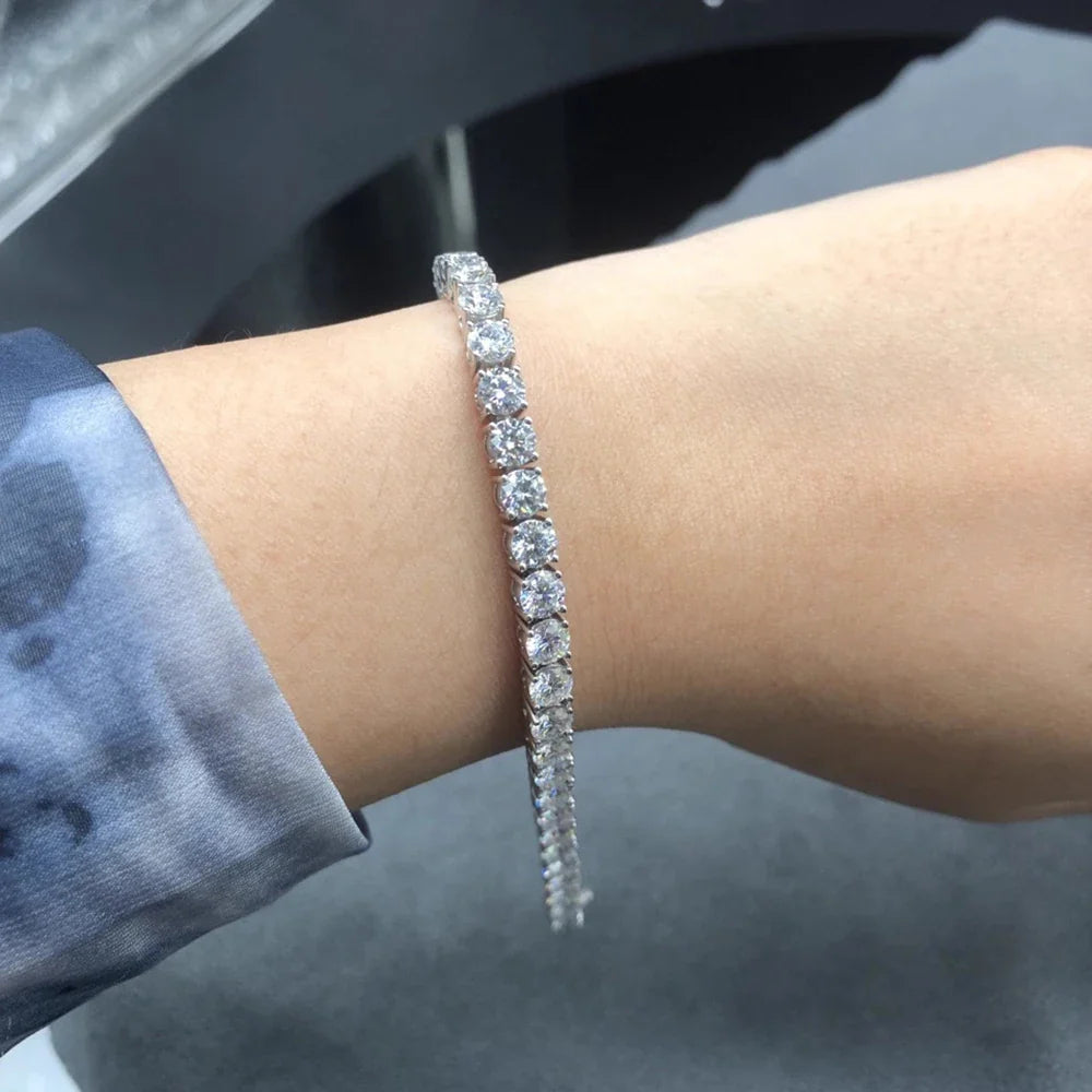2/3/4/5/6mm Moissanite Tennis Necklace Bracelet for Women Men Hip Hop Diamond Neck Chain 925 Sterling Silver Fine Jewelry