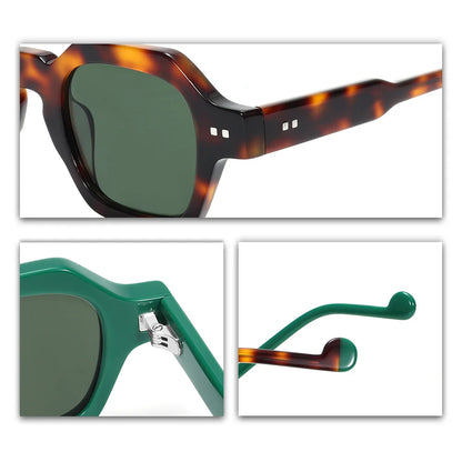 Retro Sunglasses Asymmetric Color Square Frame UV400 Protection for Women Men Polarized Lens Outdoor Daily Wear Lightweigh