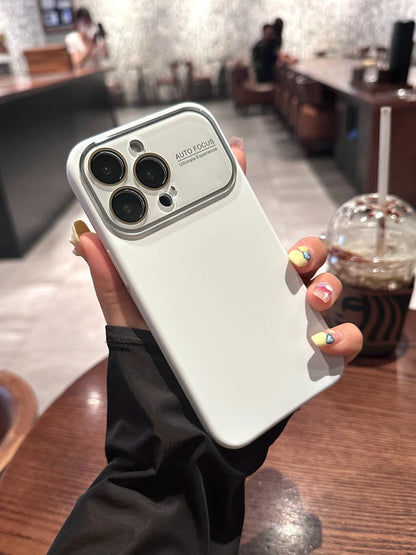 For iPhone 17 Pro Max Case Pink Large Window Liquid Silicone Solid Color Full Lens Shockproof with iPhone 16 15 14 13 12 11