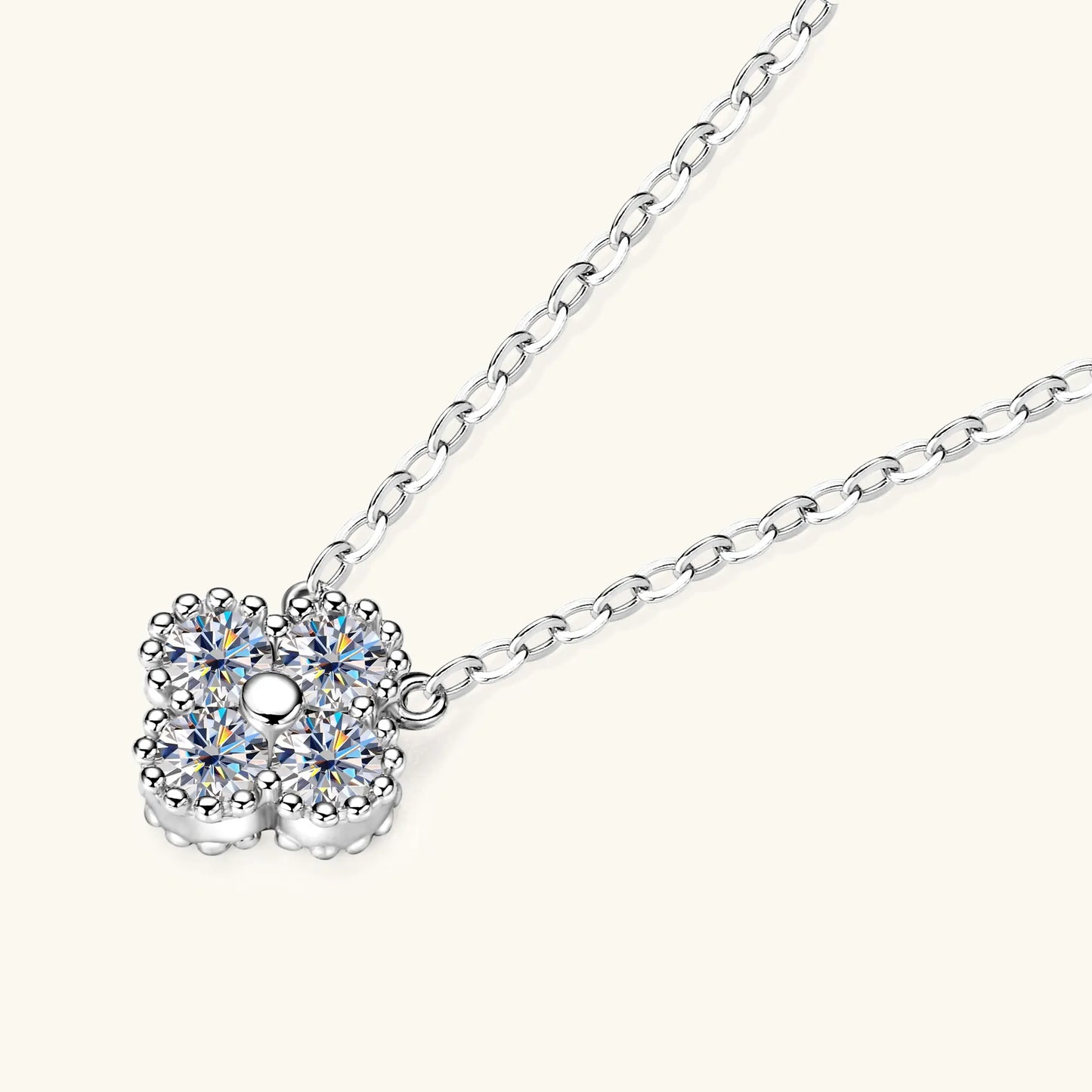 3mm Certified Moissanite Pendant Necklace for Women Classic Clover Flower Neck Chain 100% Pure 925 Silver Chain Charm