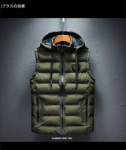New Hooded Casual Vest Jacket for Men Autumn Winter Warm Sleeveless Jacket Fashion Comfortabel Zipper Waistcoat Plus Size M-6XL