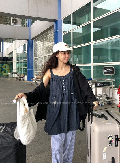 Korean Sle ort Denim Overalls Women's Faionable Summer Dr Vest Dr No Brand Commute Sle 00% Other Material