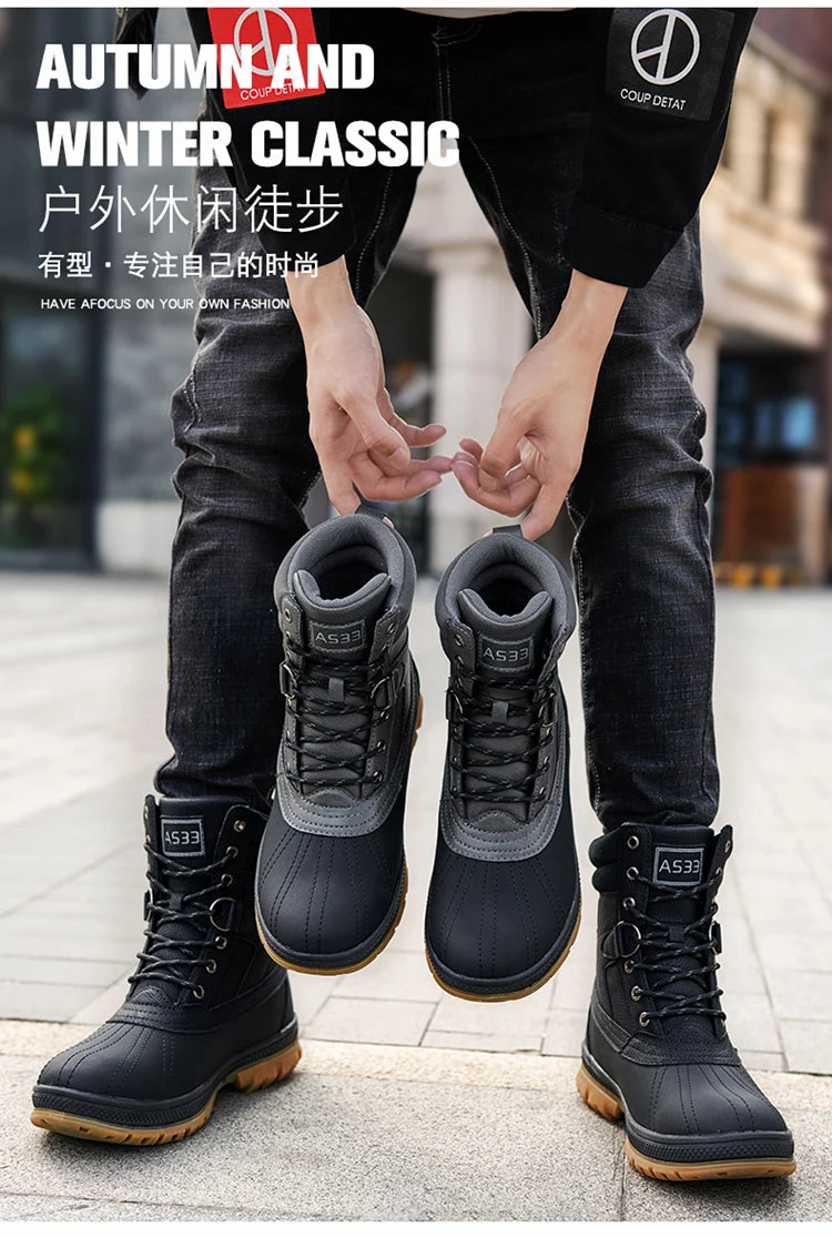 Plus Size 48 Outdoor Men Boots Winter Snow Boots for Men Training Work Boots Waterproof Slip-Resistant Keep Warm Winter Shoes